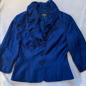 Adriana Pamella Evening Essentials deep blue ruffled evening jacket Sz 10